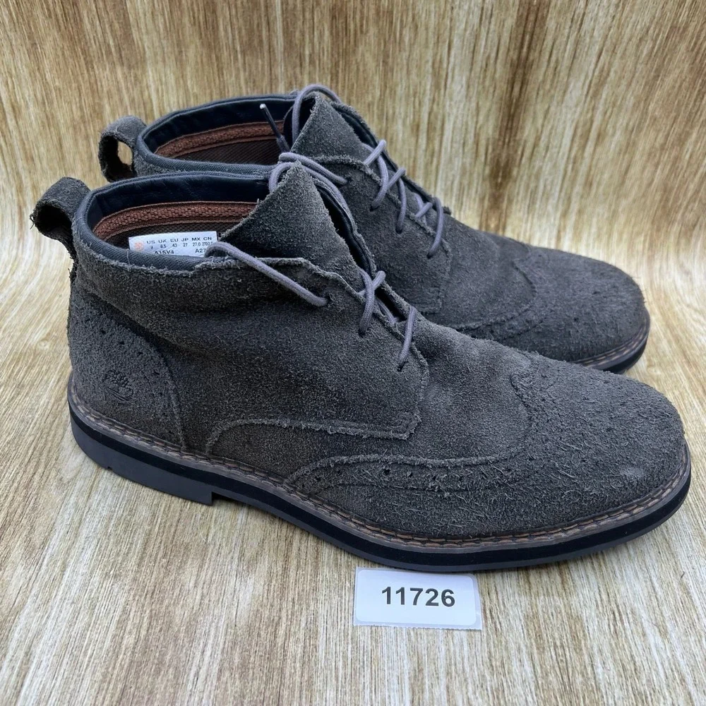 Timberland Squall Canyon Chukka Boots Men's 9 Grey Suede Wingtip Brogue A1SV4